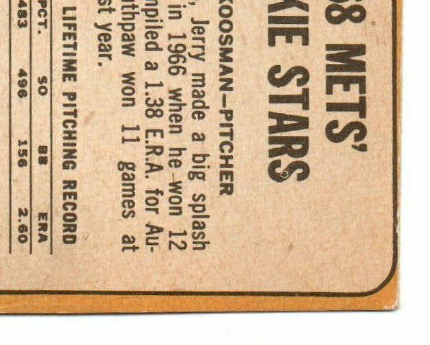 1968 TOPPS #177 NOLAN RYAN/JERRY KOOSMAN VG+ (RC) METS HOF 