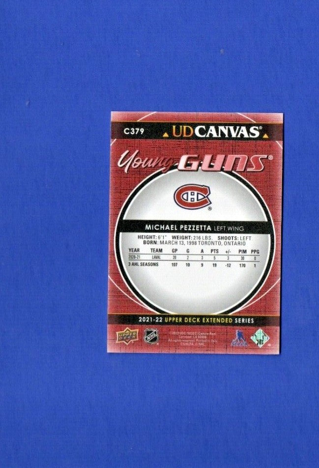 2021-22 upper deck extended young guns canvas C379 Michael Pezzetta -  Canadiens
