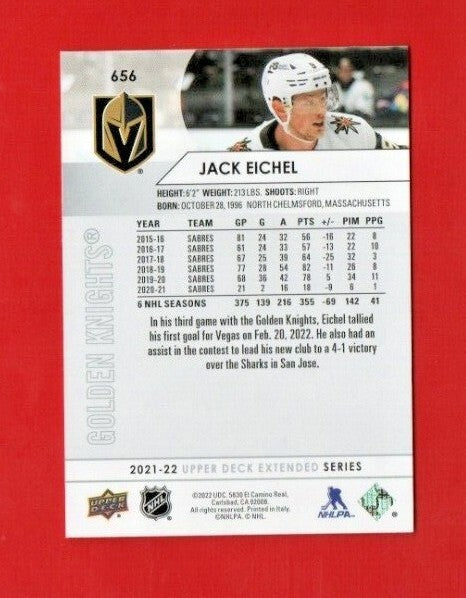 2022-23 Upper Deck Extended 2021-22 Photo Variation 1:144 Jack Eichel  -  Vegas 