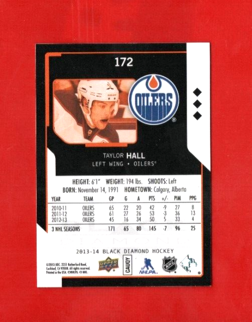2013-14 Upper Deck Black Diamond Triple Diamond #172 Taylor Hall Edmonton Oilers
