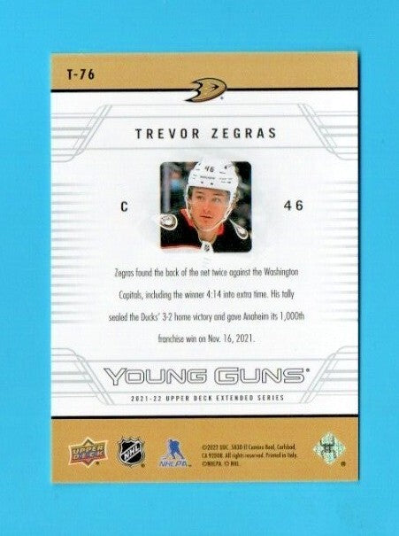 Trevor Zegras 2021-22 Upper Deck Extended Series Young Guns Tribute RC #T-76 