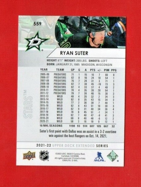 2021-22 Upper Deck Extended Series #559 Ryan Suter Photo Variation  Dallas Stars