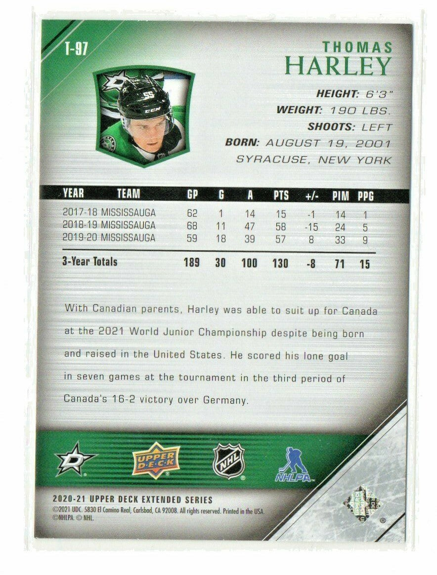 2020-21 UD UPPER DECK EXTENDED YOUNG GUNS 2005-06 TRIBUTE # T-97 THOMAS HARLEY 