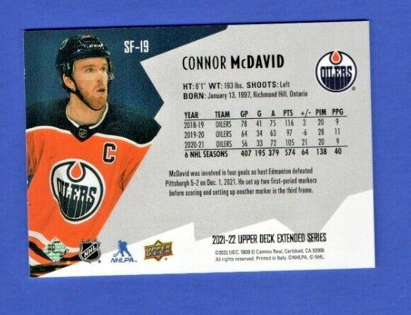 Connor McDavid  2021-22 UD Extended SPxFinite Radiance Silver #SF-19   1057/2999