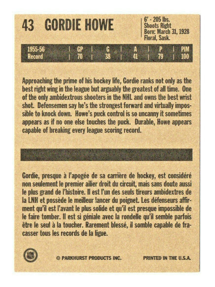 1994 Parkhurst - Missing Link 56/57 - Gordie Howe #43  -  Detroit Red Wings  HOF