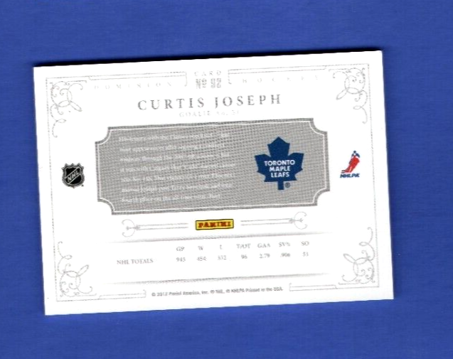 2011-12 Panini Dominion #92   -  Curtis Joseph  -  149/199 - Toronto Maple Leafs