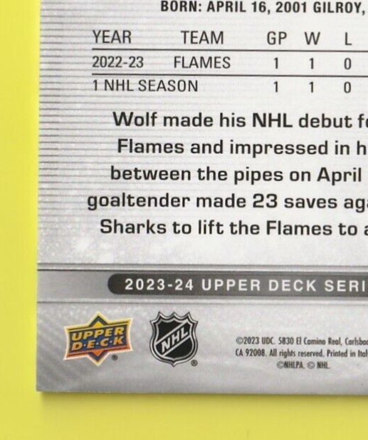 2023-24 Upper Deck Young Guns Deluxe #210 Dustin Wolf 210 /250 - Calgary Flames
