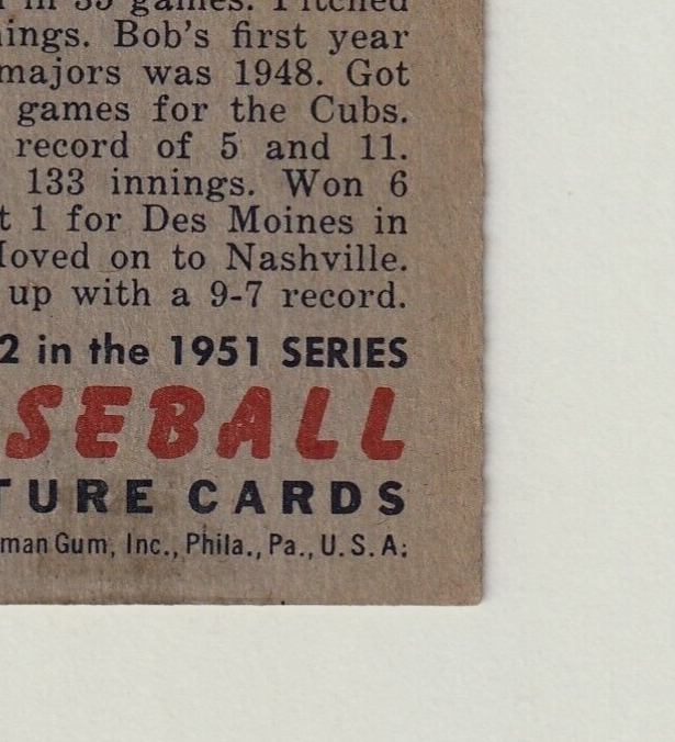 1951 Bowman #212:   -  BOB RUSH     "Chicago Cubs" ~  VG-EX