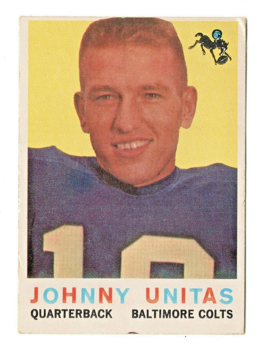 1959 TOPPS FOOTBALL    JOHNNY UNITAS   CARD # 1 VG-EX  -  Baltimore Colts Legend