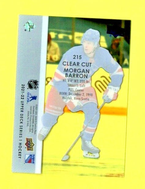 Morgan Barron - 2021-22 Upper Deck Series 1 Young Guns -CLEAR CUT - SSP  Rangers