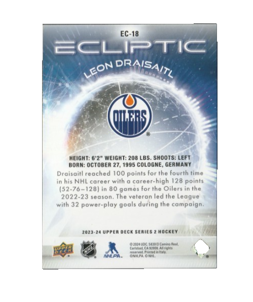 2023-24 UD Upper Deck Series 2  Ecliptic Ec-18  Leon Draisaitl - Edmonton Oilers