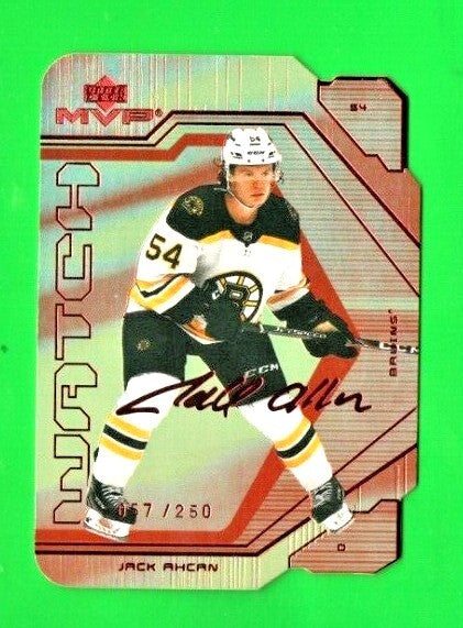 Jack Ahcan 2021-22 UpperDeck Series 2 MVP Watch Gold Die-Cut #144 057/250 Bruins