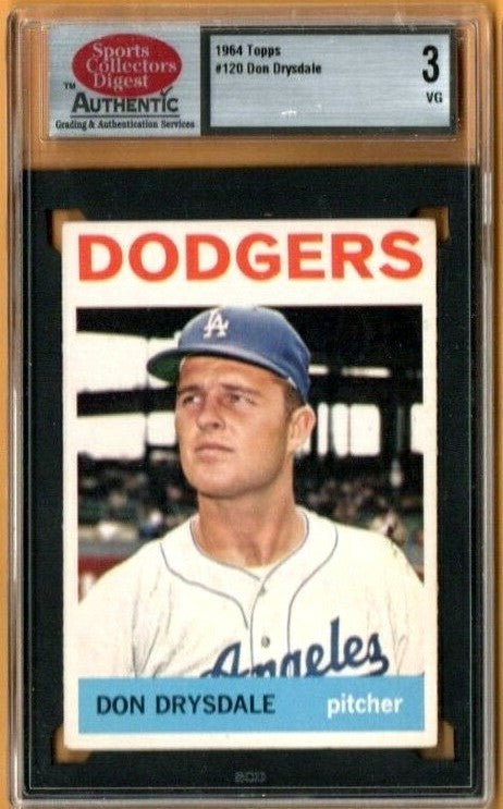 1964 TOPPS #120 DON DRYSDALE HOF SCD 3 VG -Los Angelos  Dodgers