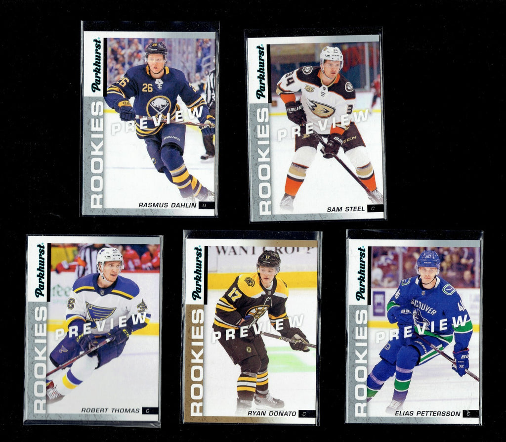 2018-19 Parkhurst Rookies Preview PETTERSSON, DONATO, THOMAS, DAHLIN, STEEL