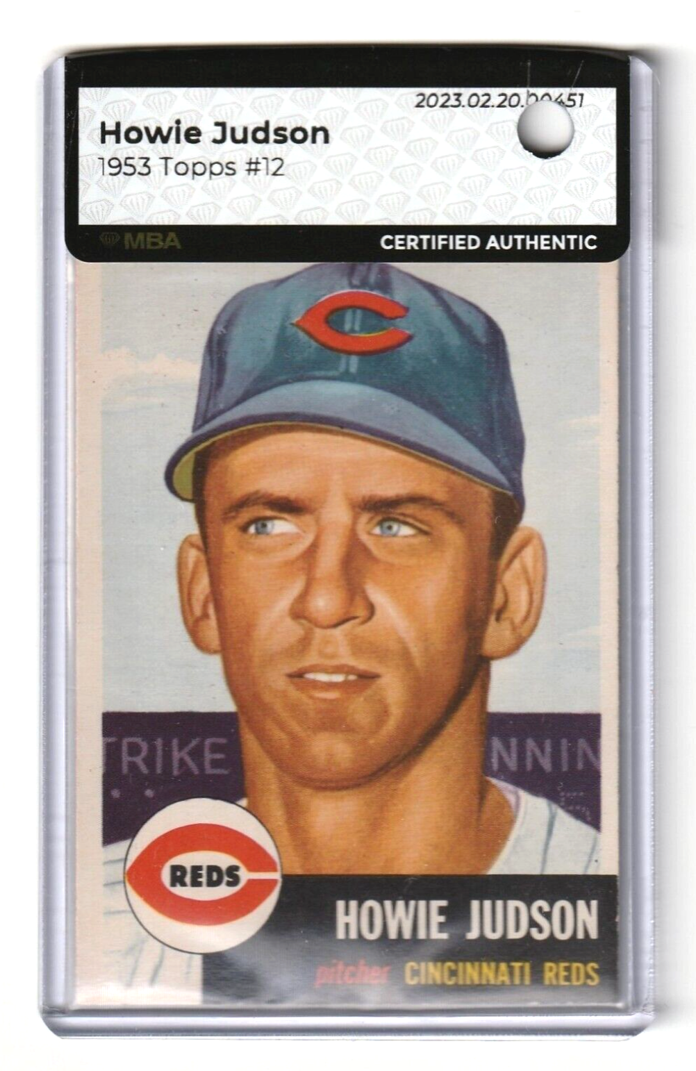1953 Topps  -  Howie Judson #12 -  MBA AUTHENTIC - Cincinnati Reds