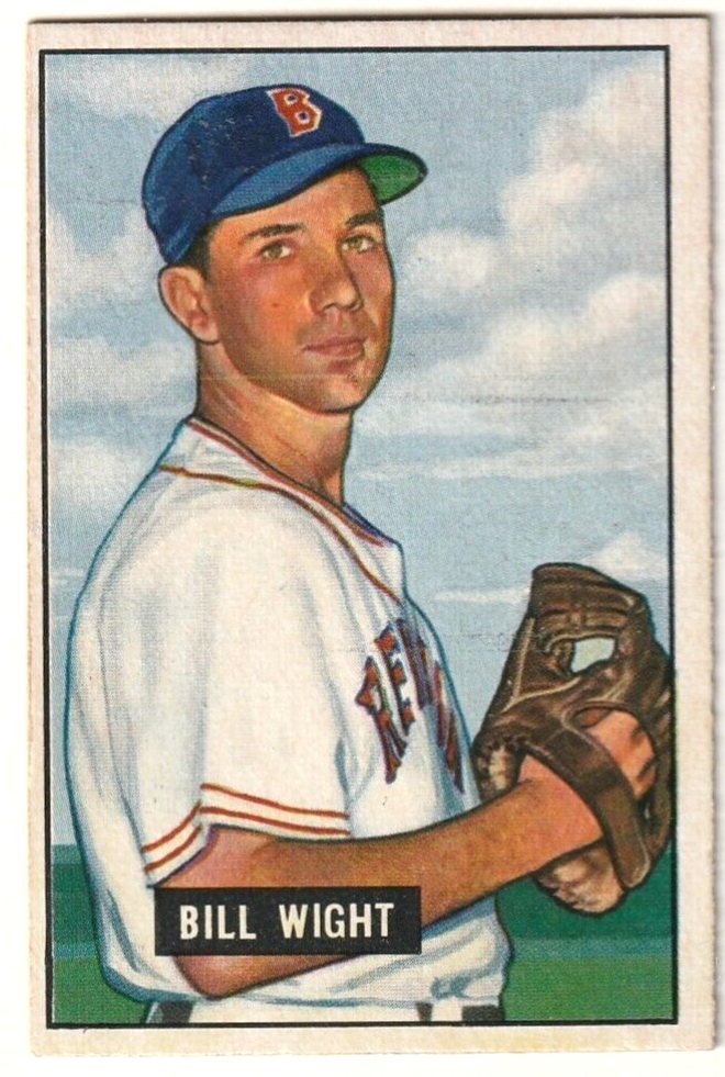 1951 Bowman #164  -  Bill Wight  -  Pitcher  -  Boston Red Sox  EX-NRMT