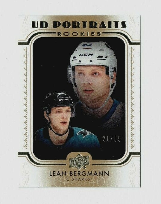 2019-20 Upper Deck Series 2 UD Portraits Rookie Gold 21/99 LEAN BERGMAN - Sharks