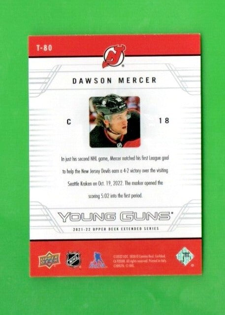 2021-22 Upper Deck Extended Series Dawson Mercer 2006-07 Retro Young Guns T-80