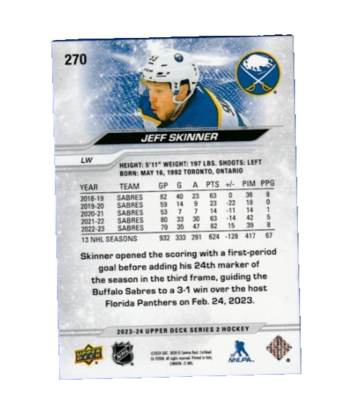 2023-24 Upper Deck Series 2 Deluxe 089/250  Jeff Skinner #270  -  Buffalo Sabres