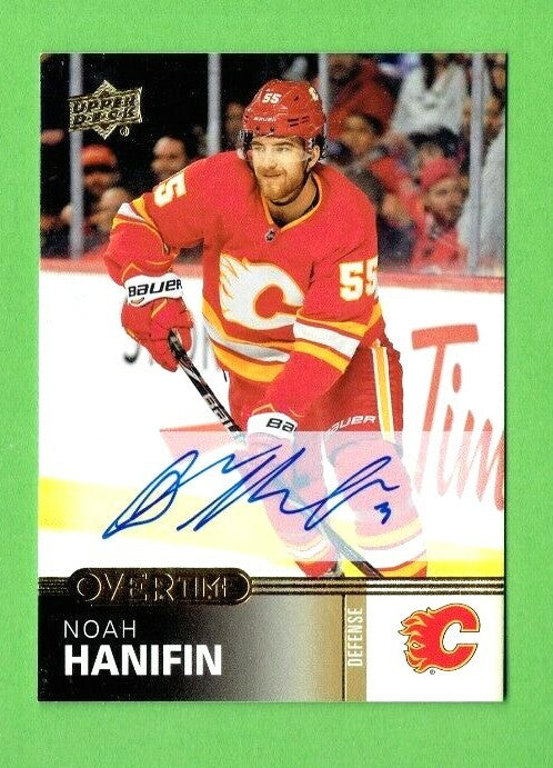 2019-20 overtime gold auto # 25 noah hanifin CALGARY FLAMES