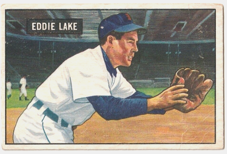 1951 Bowman  -  Eddy Lake   -  Detroit Tigers #140   G-VG.