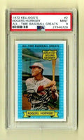 1972 Kellogg's Rogers Hornsby  #2 Cardinals/Browns Greatest 2nd Base PSA  9 MINT
