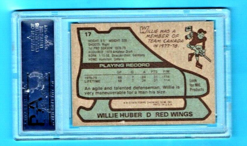 Willie Huber RC 1979-80 Topps Hockey #17 PSA NM-MT 8  -  Detroit Red Wings