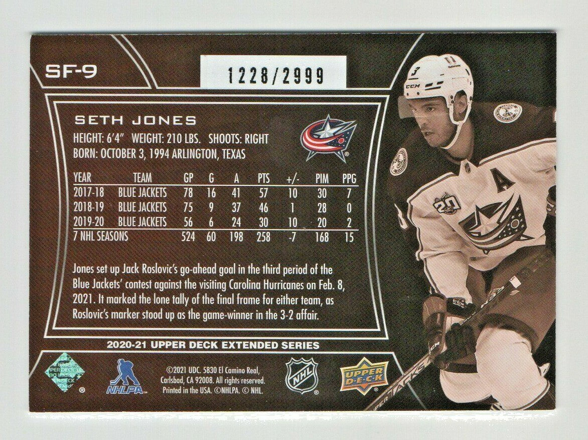 2020-21 Upper Deck Extended SPx Finite Radiance Seth Jones 1228/2999