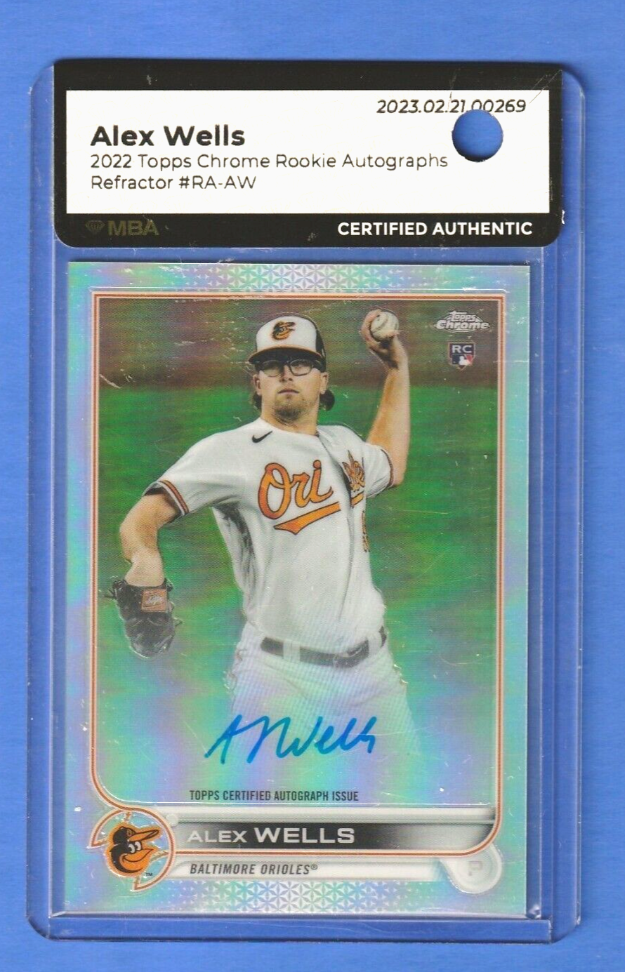 2022 Topps Chrome Refractor    Alex Wells ROOKIE AUTO /499 #RA-AW  MBA AUTHENTIC