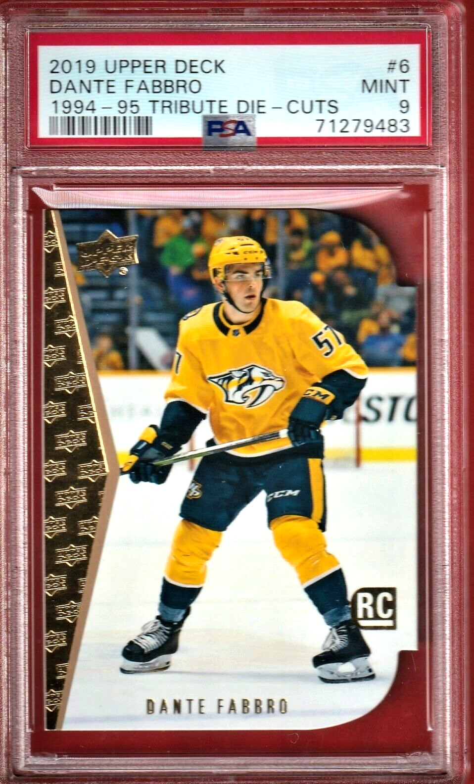 2019 Upper Deck 1994-95 Tribute Die-Cut  -  Dante Fabbro  - ROOKIE #6 PSA 9 MINT