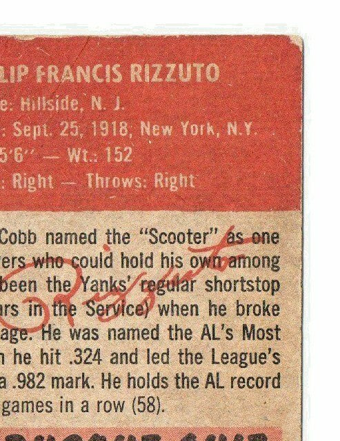 1953 Topps #114 PHIL RIZZUTO  --  G-VG  --  New York Yankees  -  HOF - Shortstop