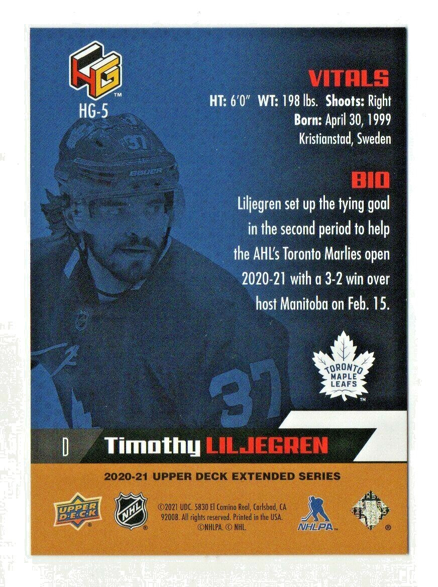 2020-21 Upper Deck Extended HoloGrFx  Gold #HG-5 - Tim Liljegren - Leafs