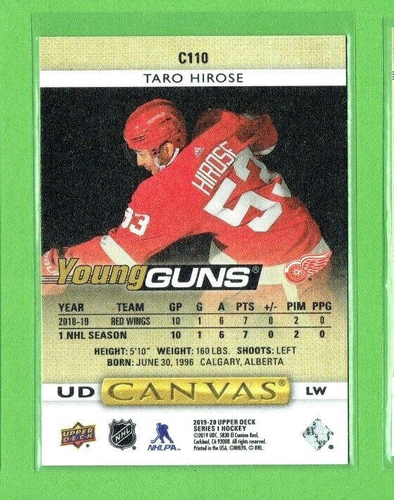 2019-20 Upper Deck  -  YOUNG GUNS CANVAS - Taro Hirose -  Detroit Red Wings C110