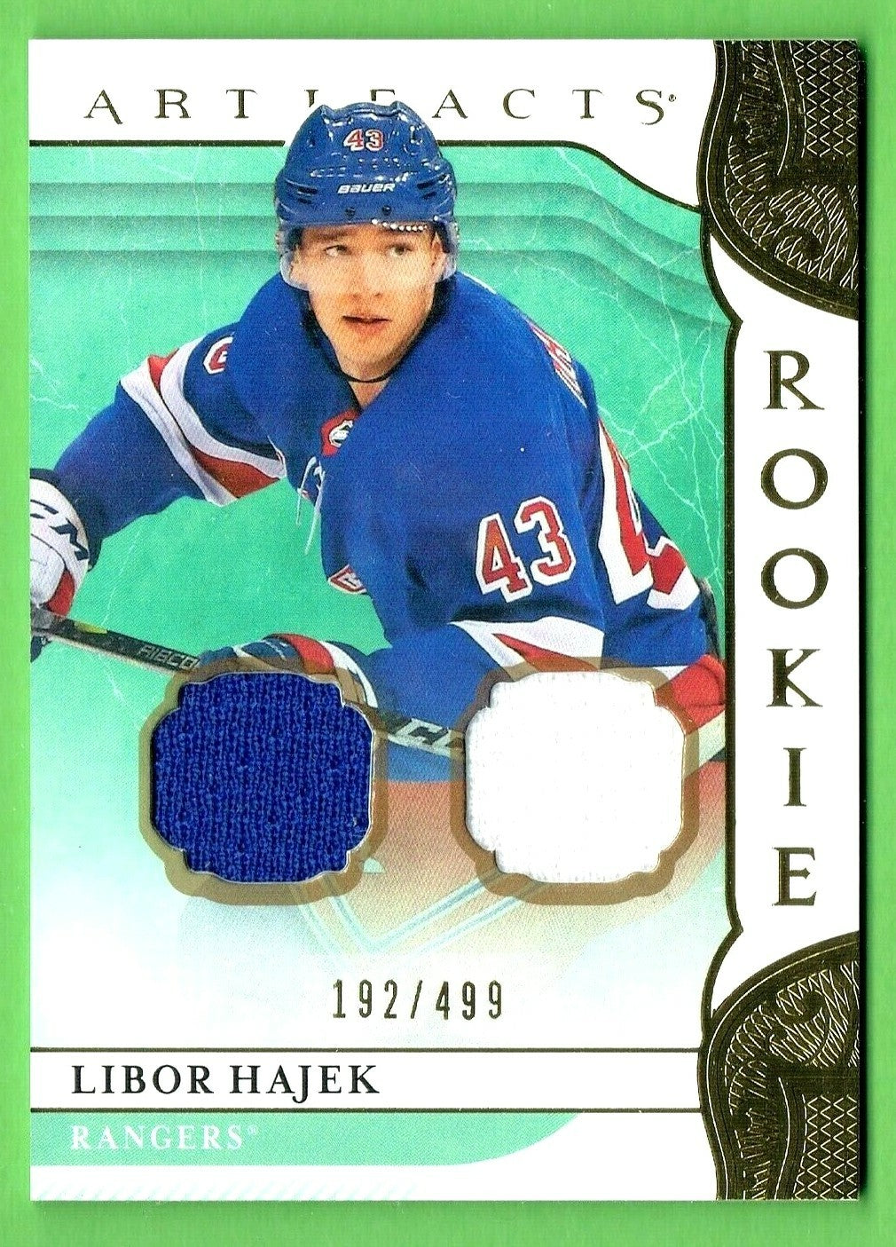 2019-20 UD Artifacts GOLD Libor Hajek ROOKIE DUAL Jersey #173 192/499 -- Rangers