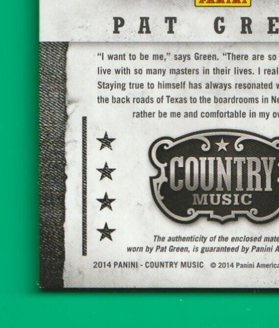 2014 Panini Country Music Musician Materials  #M-PG  -  Pat Green  091/399
