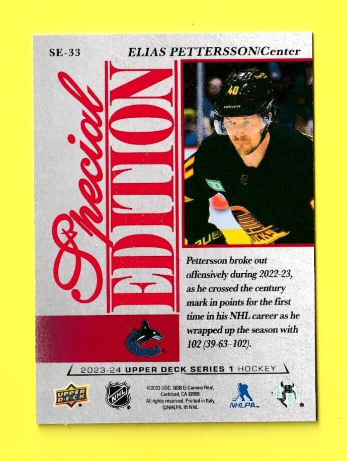 Elias Pettersson  2023-24 UD Series 1   Special Edition Red    #SE-33    Canucks
