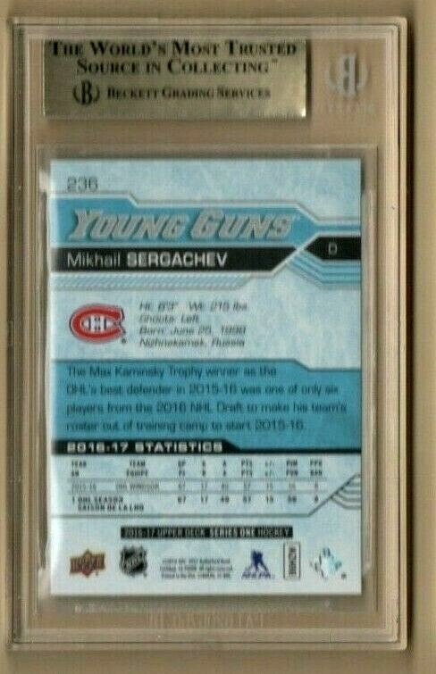 2016-17 Upper Deck Mikhail Sergachev Young Guns RC #236 Rookie Lightning BGS 9.5
