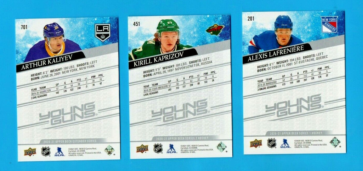 2020-21 UDSeries 1 & 2 & 3 Set of ONLY YOUNG GUNS  201-250  451-500  701-730