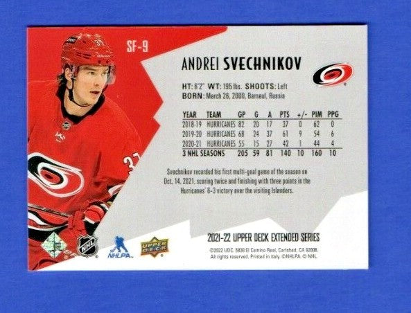 Andrei Svechnikov 2021-22 UD Extended SPxFinite Radiance Silver #SF-9  2815/2999