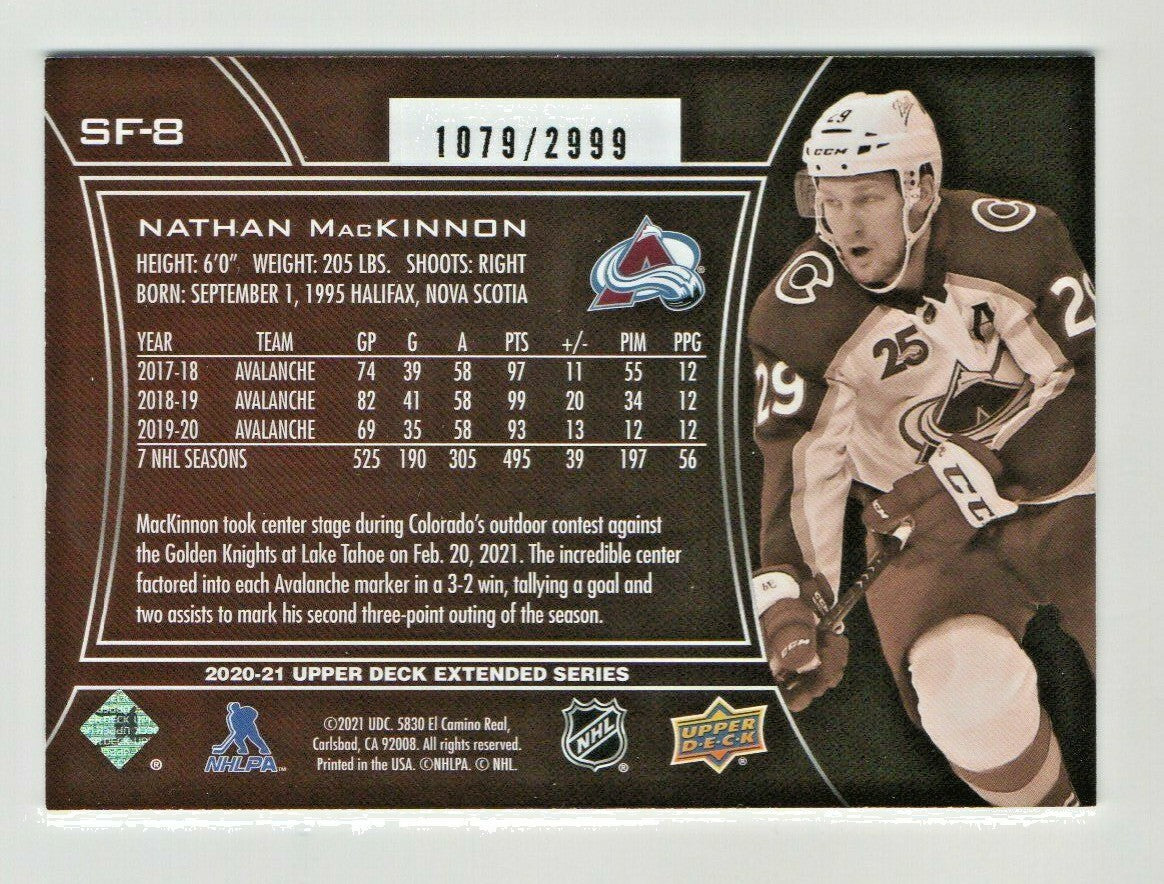 Nathan MacKinnon 2020-21 Upper Deck Extended Series SPx FINITE #SF-8 AVALANCHE 