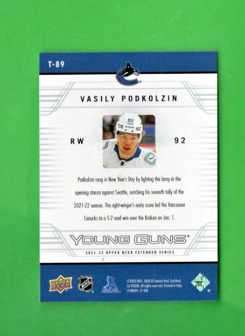  2021-22 Upper Deck Extended Vasily Podkolzin 06-07 Retro RC Young Guns #T-89
