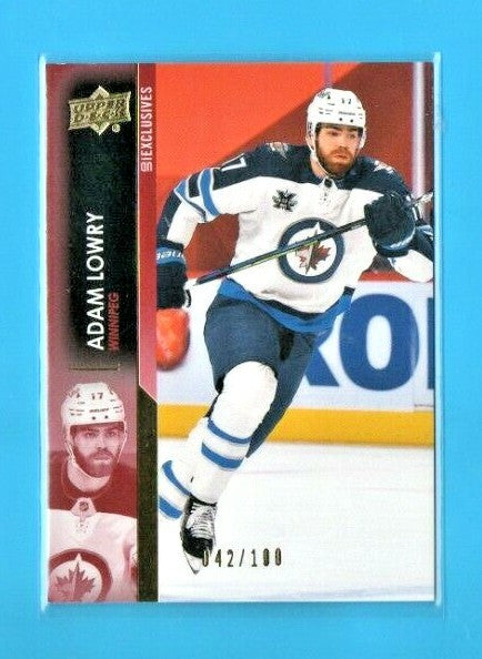 2021-22 Upper Deck Series 1 UD Exclusives 042/100 #195 Adam Lowry Winnipeg Jets