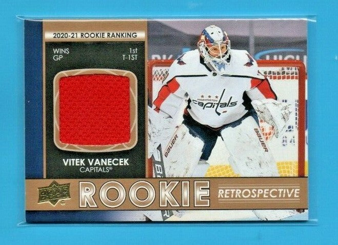 Vitek Vanecek 2021-22 UD Series 1 RR-13 Rookie Retrospective  Jersey  Red  Patch
