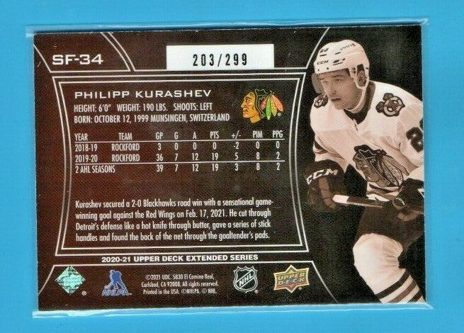 Philipp Kurashev 2020-21 Upper Deck Extended Series SPx Finite #SF-34 -  203/299