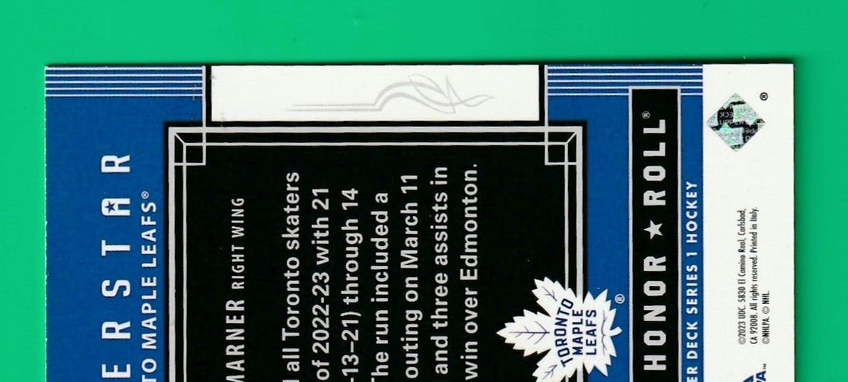 2023-24 Upper Deck Series 1 Honor Roll Silver Rainbow /250 Mitch Marner #HR-16