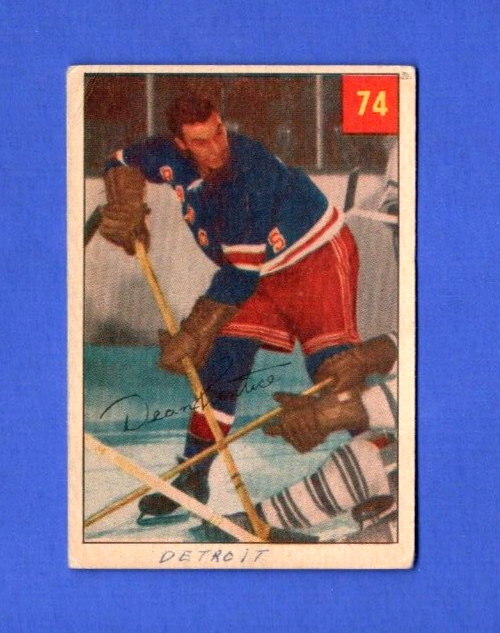 1954-55 Parkhurst Set-Break # 74 Dean Prentice - New York Rangers Lucky  P. Back