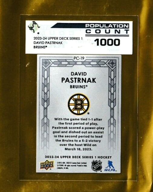 2023-24 Upper Deck Series 1  -  #PC-19   David Pastrnak  - Population Count 1000
