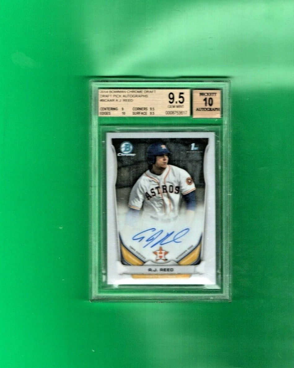 A.J. Reed 2014 Bowman Chrome Draft Picks Auto Rookie RC #BCA-AR BGS 9.5 AU 10
