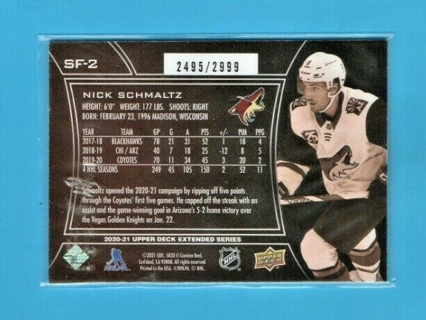 2020-21 Upper Deck Extended SPX FINITE Nick Schmaltz 2495/2999 #SF-2  Coyotes