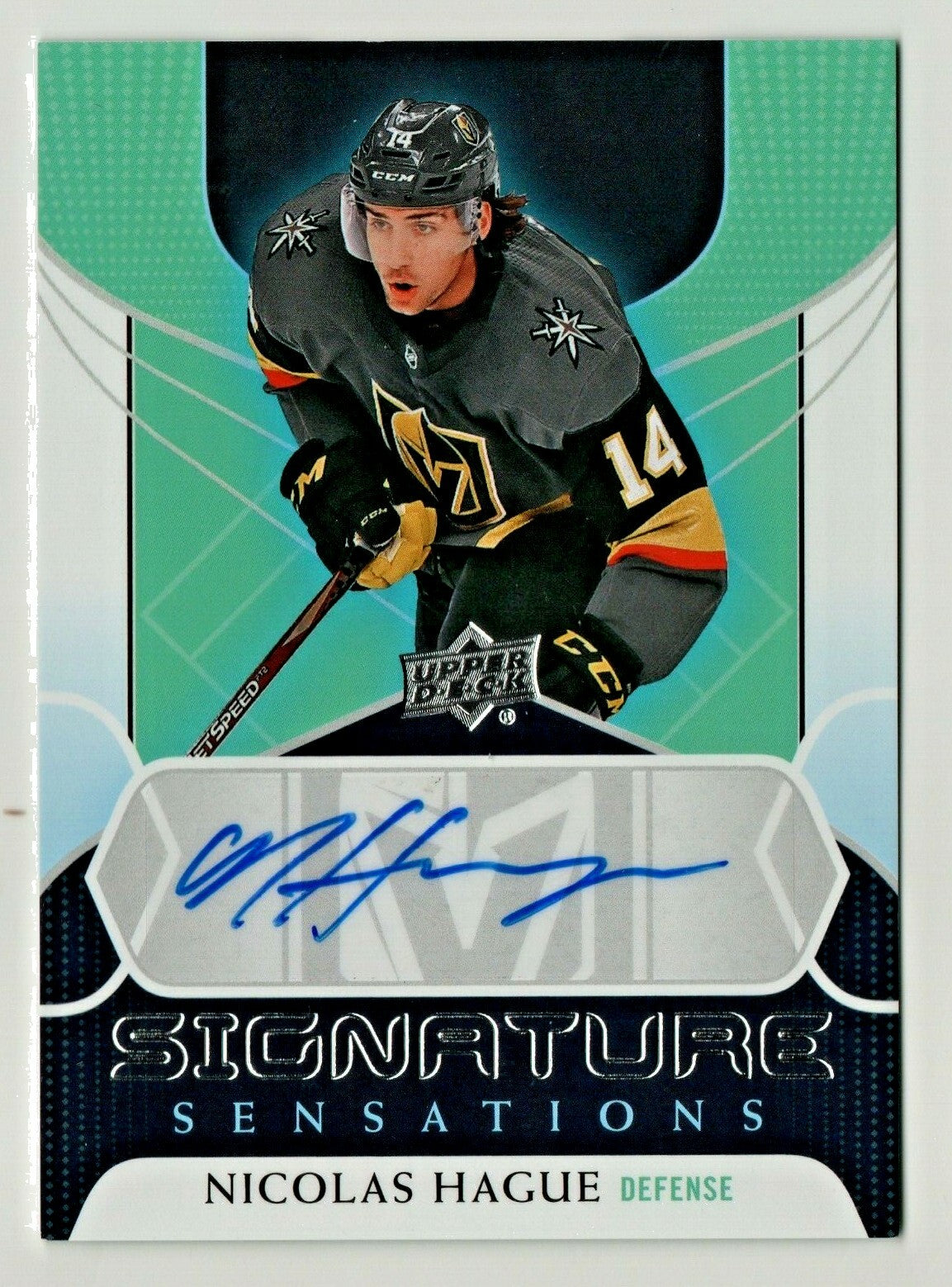 Nicolas Hague 2020-21 Upper Deck Series 2 Signature Sensations Auto -- Vegas